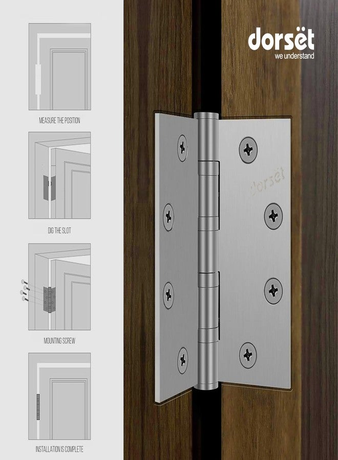 دورست مفصلات أبواب دورست 4 بوصات، فولاذ | مفصلة محمل كروي SS 2 102X76X2.5 (قطر 12.0 مم) مع برغي - مفصلات أبواب مقاومة للحريق لمدة تصل إلى ساعتين للأبواب الخشبية - HG1151ASS [عبوة من 4 قطع] - Image 3